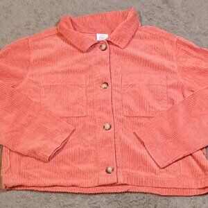 Wonder Nation/Shacket Jacket/Girls L 10-12 Plus/Orange Corduroy Cropped Retro Fa